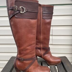 Cole Haan Brown Leather Poppy Riding Boot, Women's Size 9B